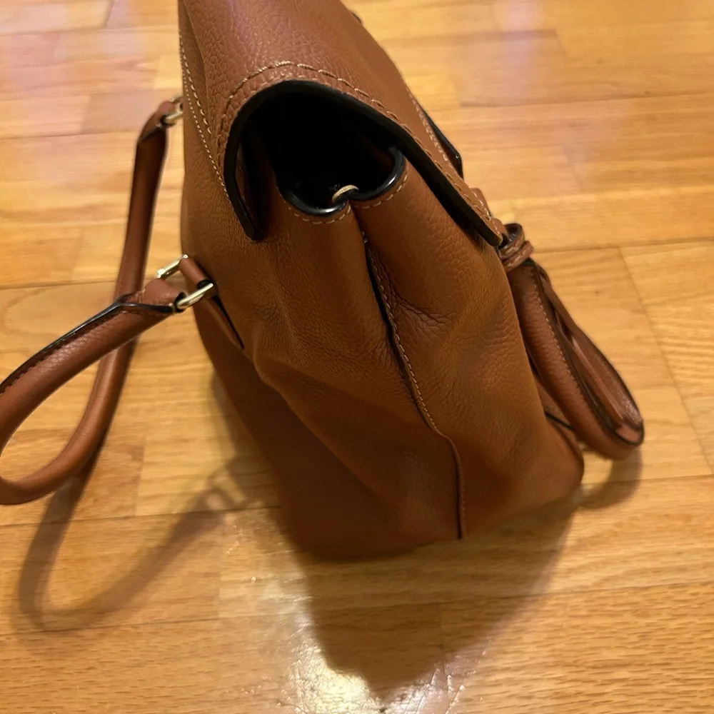 Kate Spade Tan Brown Pebbled Leather Double Handled Satchel- Mint! - Picture 6 of 10
